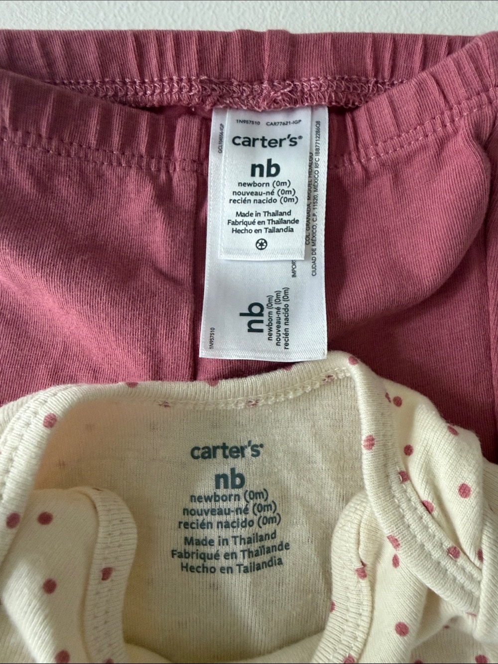 Carter's Cream Polka Dot bodysuit w/ Dusty Rose Pants - Picture 3 of 3